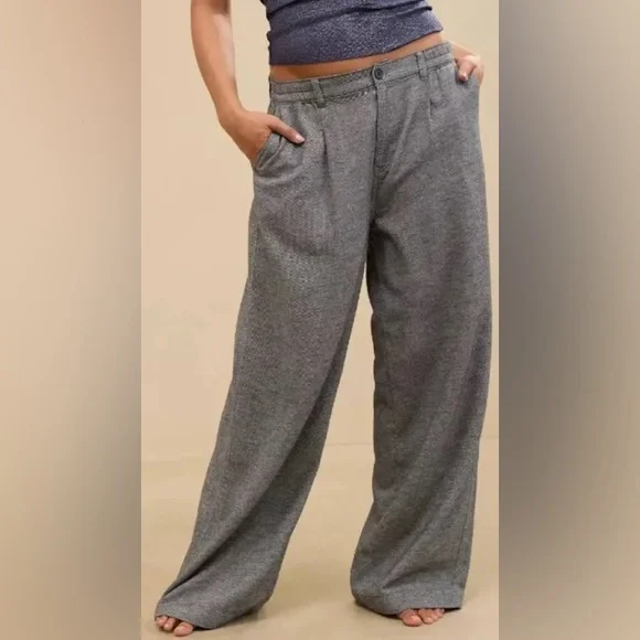 Aerie Anytime high waisted trousers size large long 100% cotton - Picture 1 of 5